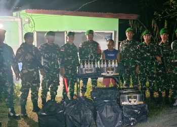 Sweeping Efektif, Satgas Pamtas Yonzipur 8/SMG Sita 360 Botol Miras Ilegal di Malinau