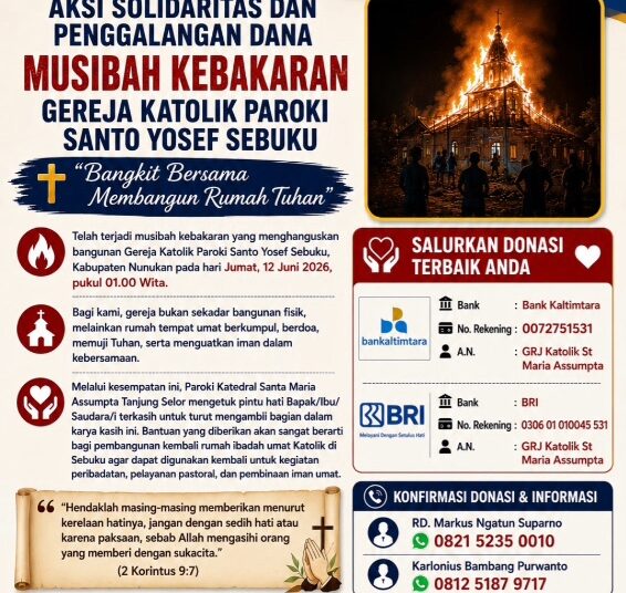 Pasca Kebakaran, Donasi Mulai Dihimpun untuk Bangun Kembali Gereja Santo Yosef Sebuku